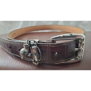 VINTAGE Anne Klein for Calderon Alligator Embossed Leather Contoured Belt Sz L Anne klein calderon belt - Gem main image 4